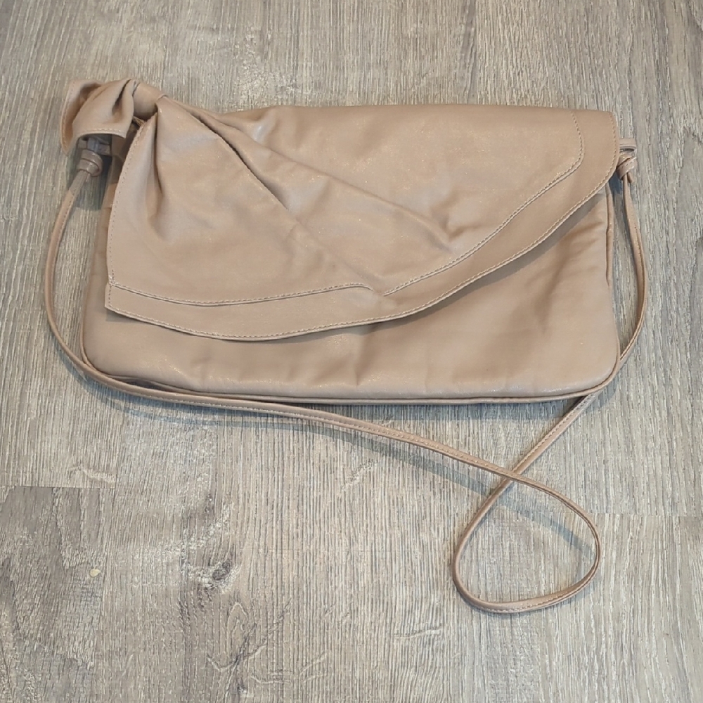 Vintage Genuine Leather Bow Clutch Shoulder Handbag